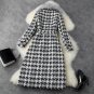 Rsslyn Chic Overcoats for Women Checkered Trench Coats Fashion Black Coats