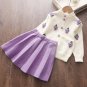 Rsslyn 2pcs/SET Purple Grapes Lavander Dress for Girls Spring and Fall Season Outfit