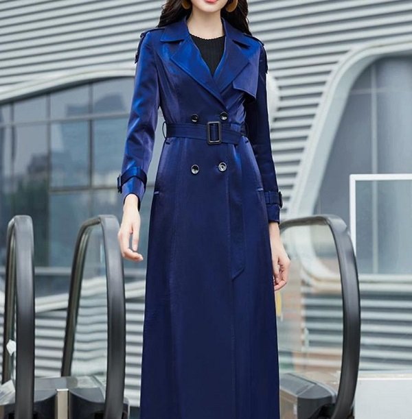 Rsslyn New American Apparel Blue Trench Coats for Women