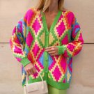 Rsslyn Knitted Sweaters Knitted Cardigan Diamond Pattern