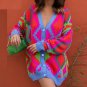 Rsslyn Knitted Sweaters Knitted Cardigan Diamond Pattern