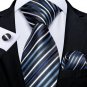 Rsslyn Sleek Navy Blue Necktie Set for Men and Boys 3pcs/SET Cufflink Handkerchief