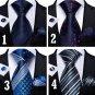 Rsslyn Sleek Navy Blue Necktie Set for Men and Boys 3pcs/SET Cufflink Handkerchief