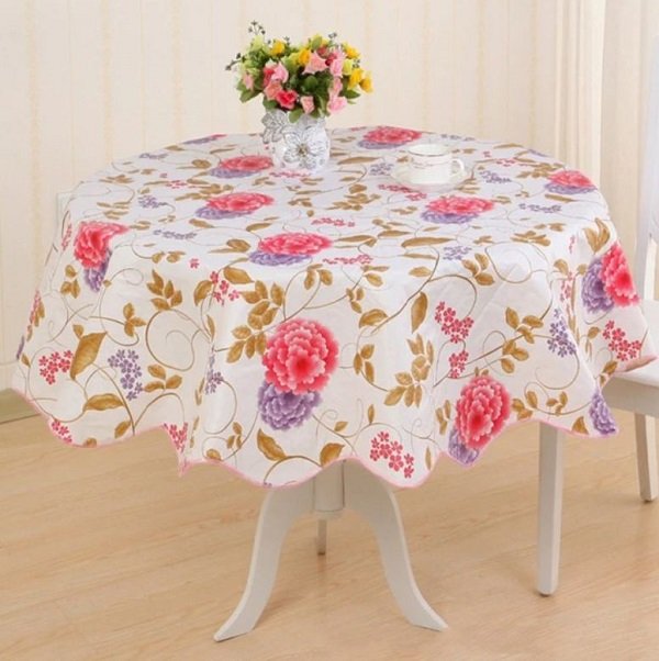 Rsslyn Pretty Round Table Covers Pastoral Design Tablecloth Print Flower Waterproof Table Cover