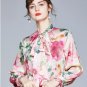 Rsslyn Mandarin Blouses for Women Pink Blouses High-Quality Blouses with Floral Prints