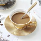 Rsslyn Beautiful 3pcs/SET Golden Tea Cup Set Wedding Gift Pack Golden Fork Golden Saucer