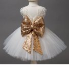 Rsslyn SALE Christening Dress White Dress for Newborn Baby Girls with Detachable Golden Bow