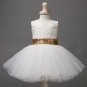 Rsslyn SALE Christening Dress White Dress for Newborn Baby Girls with Detachable Golden Bow