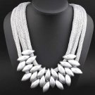 Rsslyn Silver Chunky Necklace for Women Multilayer Choker Silver Choker Bib Statement Necklaces