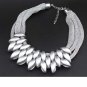 Rsslyn Silver Chunky Necklace for Women Multilayer Choker Silver Choker Bib Statement Necklaces