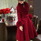 Rsslyn Red Wine Color Wool Trench Coats Winter Dress for Women Luxury Style Winter Dress