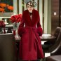 Rsslyn Red Wine Color Wool Trench Coats Winter Dress for Women Luxury Style Winter Dress