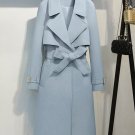 Rsslyn New Fashion Trend Blue Trenchcoats for Women Elegant Blue Coats LMF24-503 Elegant Woman