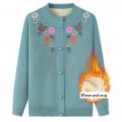 Rsslyn Thicker Fleece Lining Warm Plus Size Sweaters Blue Cardigan for Women
