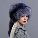 Rsslyn Luxury Real Fox Fur Russian Lady Hats for Women with Detachable Gray Fox Tail