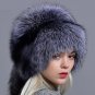 Rsslyn Luxury Real Fox Fur Russian Lady Hats for Women with Detachable Gray Fox Tail