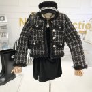 Rsslyn Luxury Style Black Crop Jackets for Women Plaid Tweed Jackets for Women