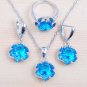 Rsslyn Matching Set Classic 925 Silver Jewelry Set For Women Blue Crystal