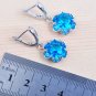 Rsslyn 4pcs/SET Classic 925 Silver Jewelry Set For Women Matching Set Blue Crystal