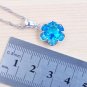 Rsslyn 4pcs/SET Classic 925 Silver Jewelry Set For Women Matching Set Blue Crystal