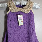 Rsslyn Girls Dresses Purple Dress with Golden Collar Newborn Baby Dress with Golden Collar