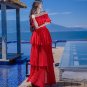 Rsslyn Runaway Dress Fashion Maxi Dresses with Long Side Slit Fashion Red Tiered Dresses