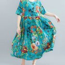 Rsslyn Super Loose Linen Dress Pregnant Dress Turquoise Dress for Plus Size Woman Cotton Material