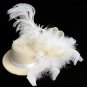 Rsslyn Cream Mini Hat for Girls Mesh Hair Clips Cream Fascinators for Women Soft Feathers Hats