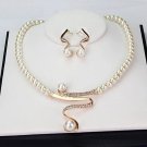 Rsslyn Free Shipping Pearl Matching Set Necklace and Pearl Earrings for Wedding Pearl Jewelry Set