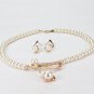 Rsslyn Free Shipping Pearl Matching Set Necklace and Pearl Earrings for Wedding Pearl Jewelry Set