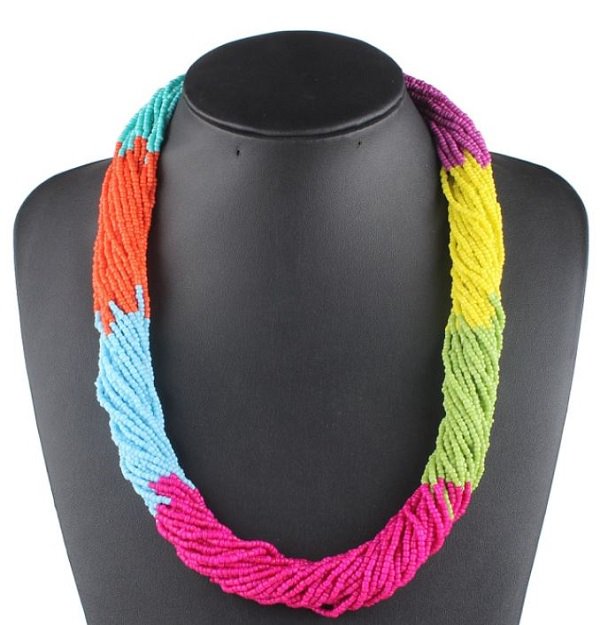 Rsslyn Rolling Ethnic Chokers Beaded Multicolor Necklaces for Women and Teenager