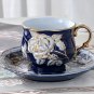 Rsslyn Mothers Day Gift Navy Blue Tea Cup Set Saucer and Free Spoon Blue Cups Blue Porcelain