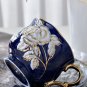 Rsslyn Mothers Day Gift Navy Blue Tea Cup Set Saucer and Free Spoon Blue Cups Blue Porcelain