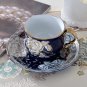 Rsslyn Mothers Day Gift Navy Blue Tea Cup Set Saucer and Free Spoon Blue Cups Blue Porcelain