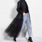 Rsslyn Fashion Jacket High-Quality Black Leather Jackets for Women with Mesh Skirt