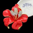 Rsslyn Fashion Red Flower Brooch for Women Hibiscus Brooch Mothers Day Gift