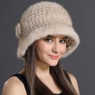 Rsslyn Luxury Hats for Luxury Women Beige Bucket Hat Winter Hats Free CC Brooch Real Mink Fur