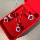 Rsslyn 925 Sterling Silver Moissanite Ruby Gemstone Fine Jewelry Set for Mother or Girlfriend