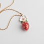 Rsslyn Luxury Jewelry Set Strawberry Jewelry for Women Gold Plated Necklace Matching Earrings