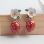 Rsslyn Luxury Jewelry Set Strawberry Jewelry for Women Gold Plated Necklace Matching Earrings