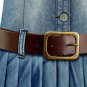 Rsslyn Cute Denim Dress for Women Pleated Bottom with Wide Leather Belt Blue Dress for Women