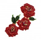 Rsslyn Happy Valentines Day Gift for Mother 3 Red Roses Large Brooches for Women