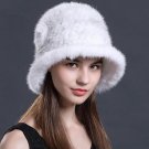 Rsslyn New Luxury Hats White Wedding Hat Women's Winter Hats Real Mink Fur
