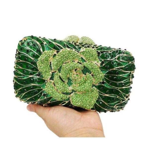 Rsslyn Free CC Brooch Green Clutch Diamond Bags for Women