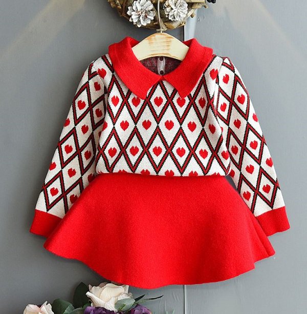 Rsslyn Daddy and Daughter Date Valentine Outfit for Baby Girls Matching Set Red Sweater Red Skirt