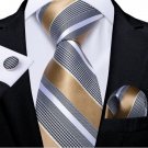 Rsslyn 3pcs/SET Luxury Silk Ties for Men Fashion Golden Neckties Gold-Silver Ties for Boys