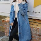 Rsslyn Solid Denim Coats for Women Thicker Fleece Liner Winter Jackets Long Denim Jacket Trenchcoats