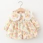 Rsslyn Cream Dresses Big Collared Baby Dress Fashion Floral Dress for Newborn Girls