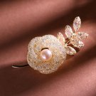 Rsslyn Elegant Brooch for Women Golden Rose Mesh Handmade Crystal Brooches for Wedding