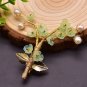 Rsslyn Beautiful Tree of Life Brooch for Women Wedding Accessories Green Tree Pearl Brooches